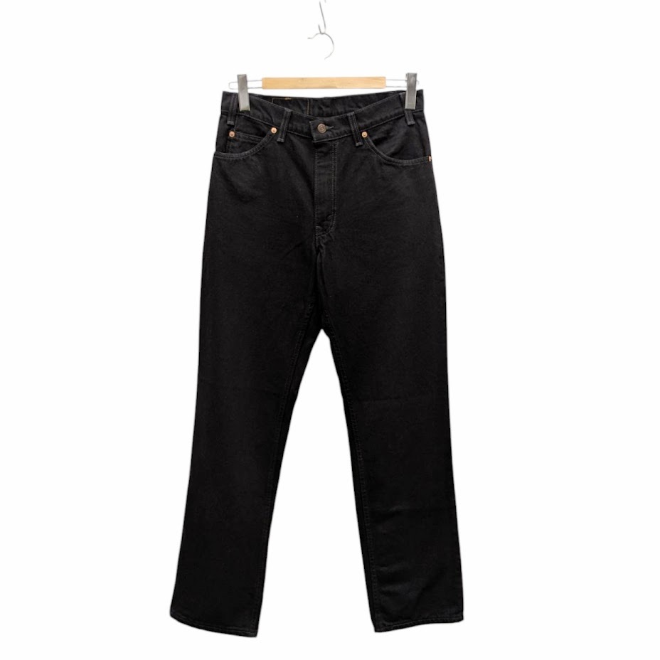 美品 97年制 Levi'sリーバイス 518 ブラック デニムパンツ RELAXED オレンジタブ スモールe ボタン里575 ジップフライ