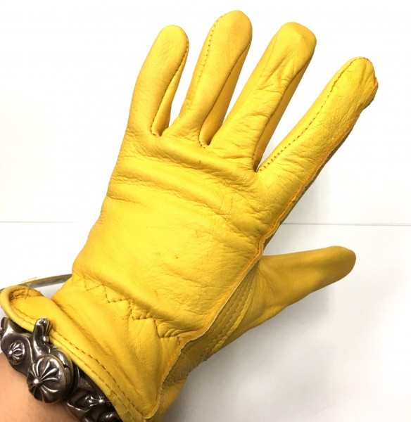 送料無料★ NAPA GLOVES ナパ 鹿革 ディア グローブ プレーン 800SP-S ゴールド 黃 バイカー ハーレー chopper アメリカン ロングセラー