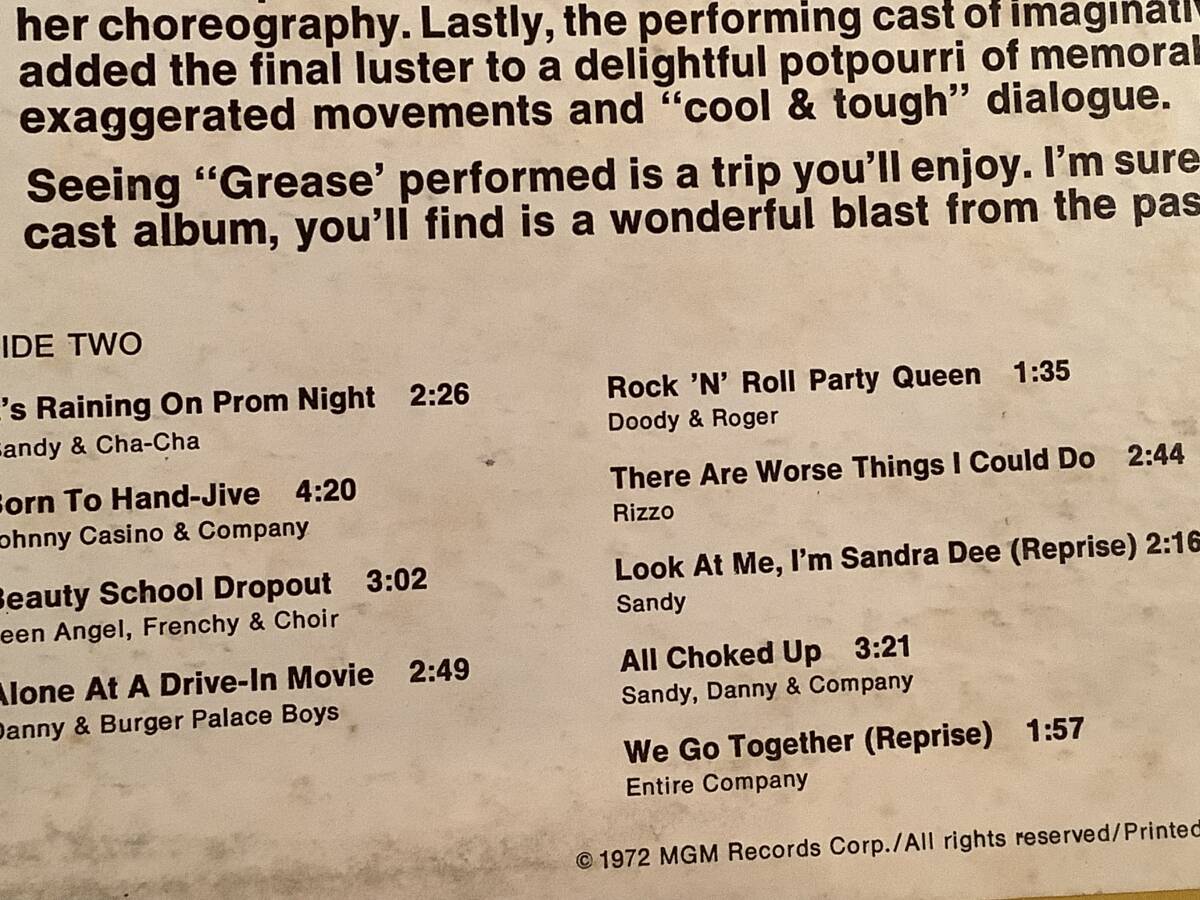 LP(米盤・オムニバス)●『GREASE A NEW 50'S ROCK'N' ROLL MUSICAL』●良好品！_画像4