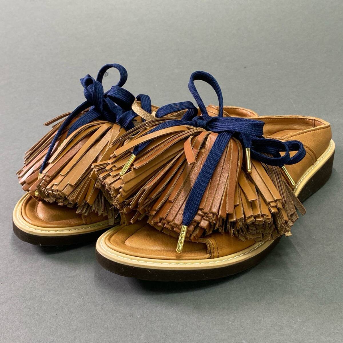 1e26 《極美品》 ZUCCa ズッカ ボリュームタッセル レザーサンダル M ブラウン Leather シューズ 夏