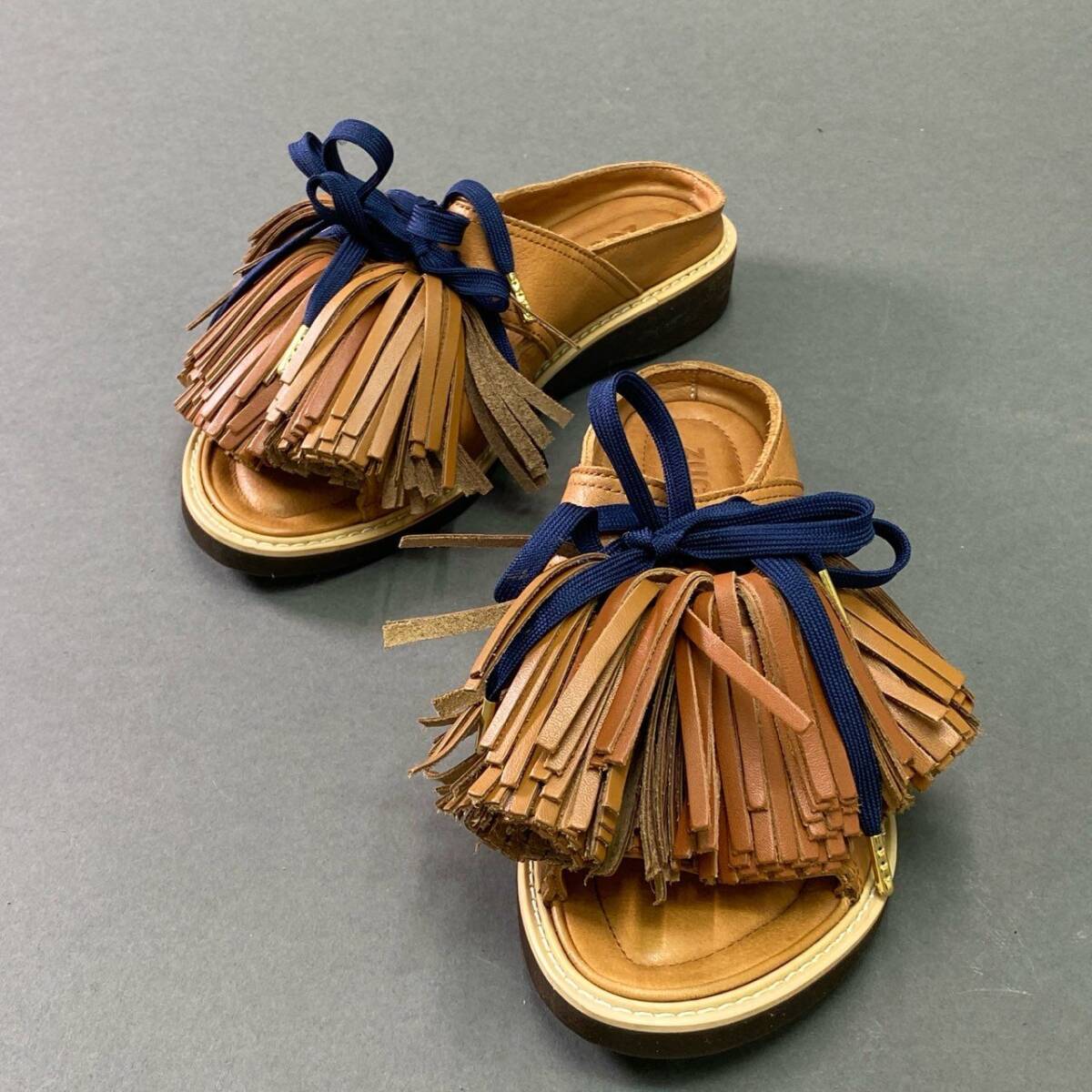 1e26 《極美品》 ZUCCa ズッカ ボリュームタッセル レザーサンダル M ブラウン Leather シューズ 夏