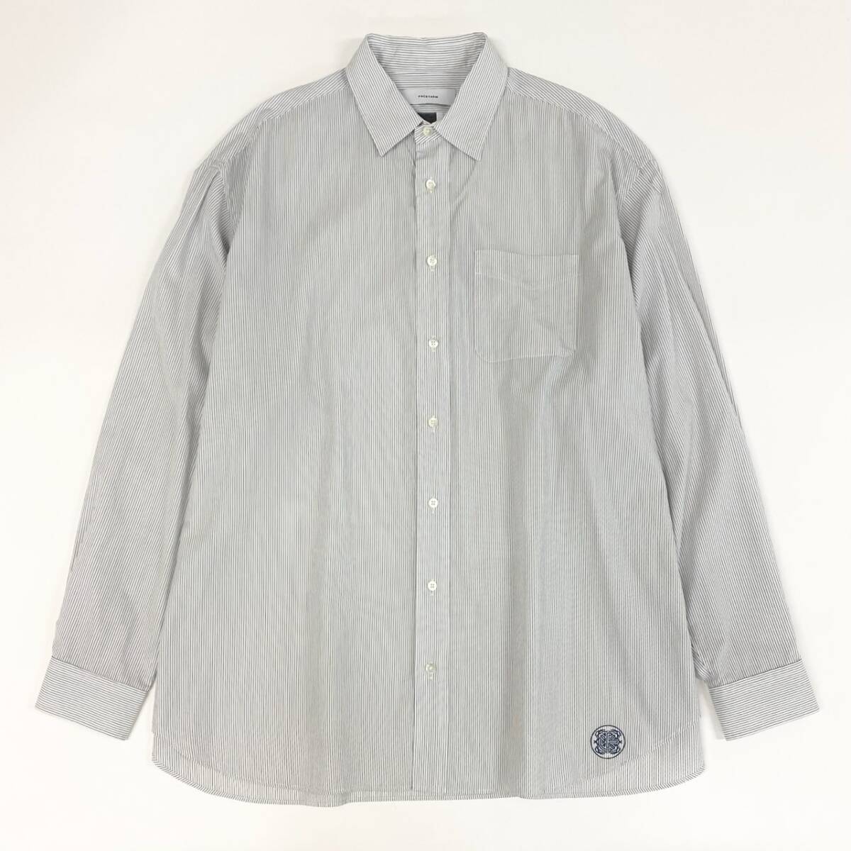 84e30 FACETASM ファセッタズム 23SS BIG SHIRT ビッグシャツ オーバーサイズ 長袖シャツ ロングスリーブ ストライプ トップス ロゴ刺繍 4