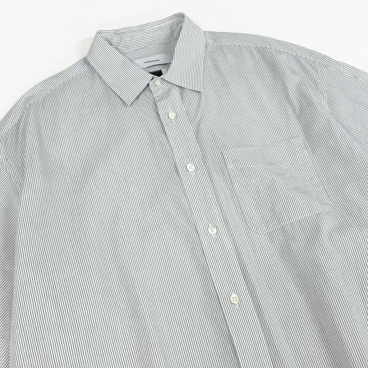 84e30 FACETASM ファセッタズム 23SS BIG SHIRT ビッグシャツ オーバーサイズ 長袖シャツ ロングスリーブ ストライプ トップス ロゴ刺繍 4