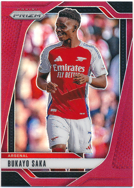Bukayo Saka 2024-25 Panini Prizm Premier League Red Prizm