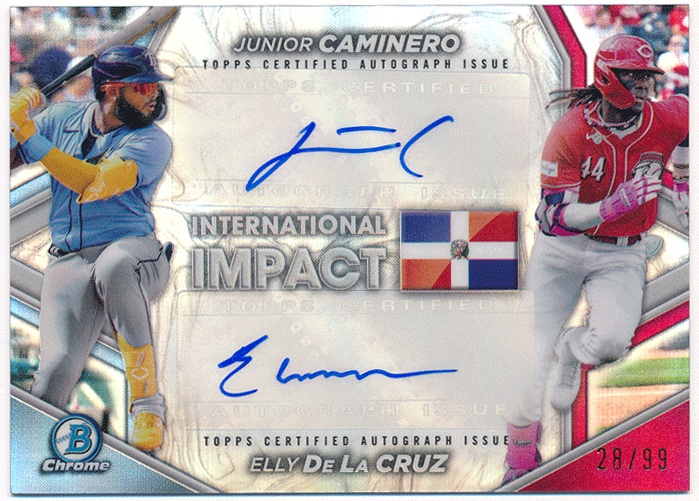 Elly De La Cruz / Junior Caminero 2024 Bowman Chrome International Impact Auto 99枚限定 ルーキーオート カミネロ / デラクルーズ