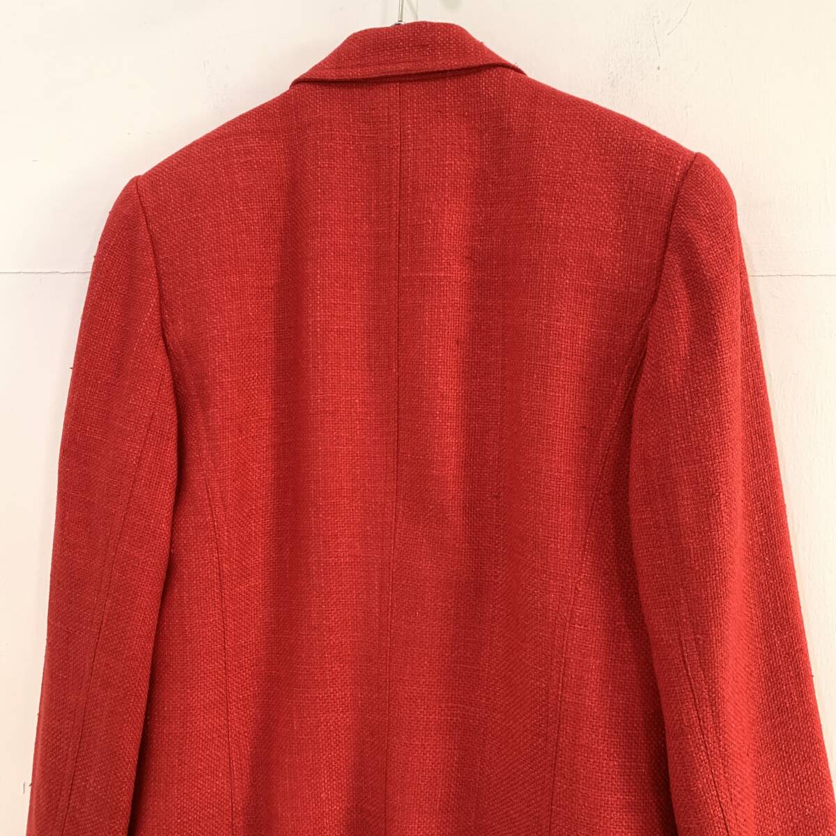 ☆上質 COMPANY ELLEN TRACY エレントレーシー シルク100% SILK 1Bテーラードジャケット レッド 赤 サイズ4 古著【送料一律/同梱可能】H