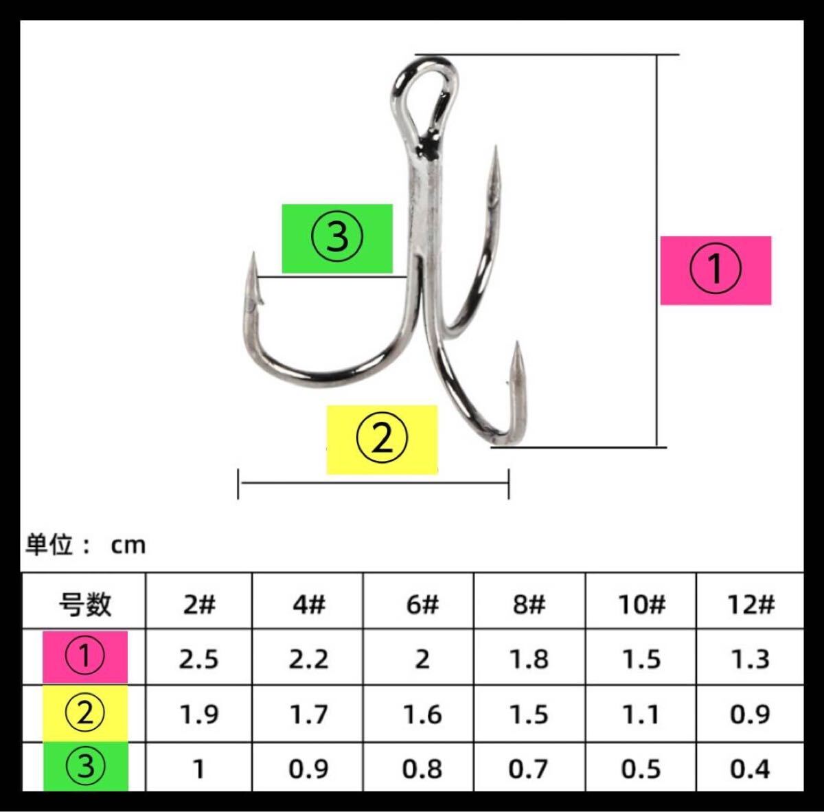 トレブルフック　高炭素鋼　シルバー　トリプルフック　4# 30本セット 激安フック　送料無料_画像2