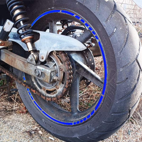 XJR1300 XJR1200 SR400 SRX400 XJR400 4HM RH02J R1-Z ジール SRX250 SRV250 汎用 反射 タイヤ ホイール リムライン ステッカー シール 青