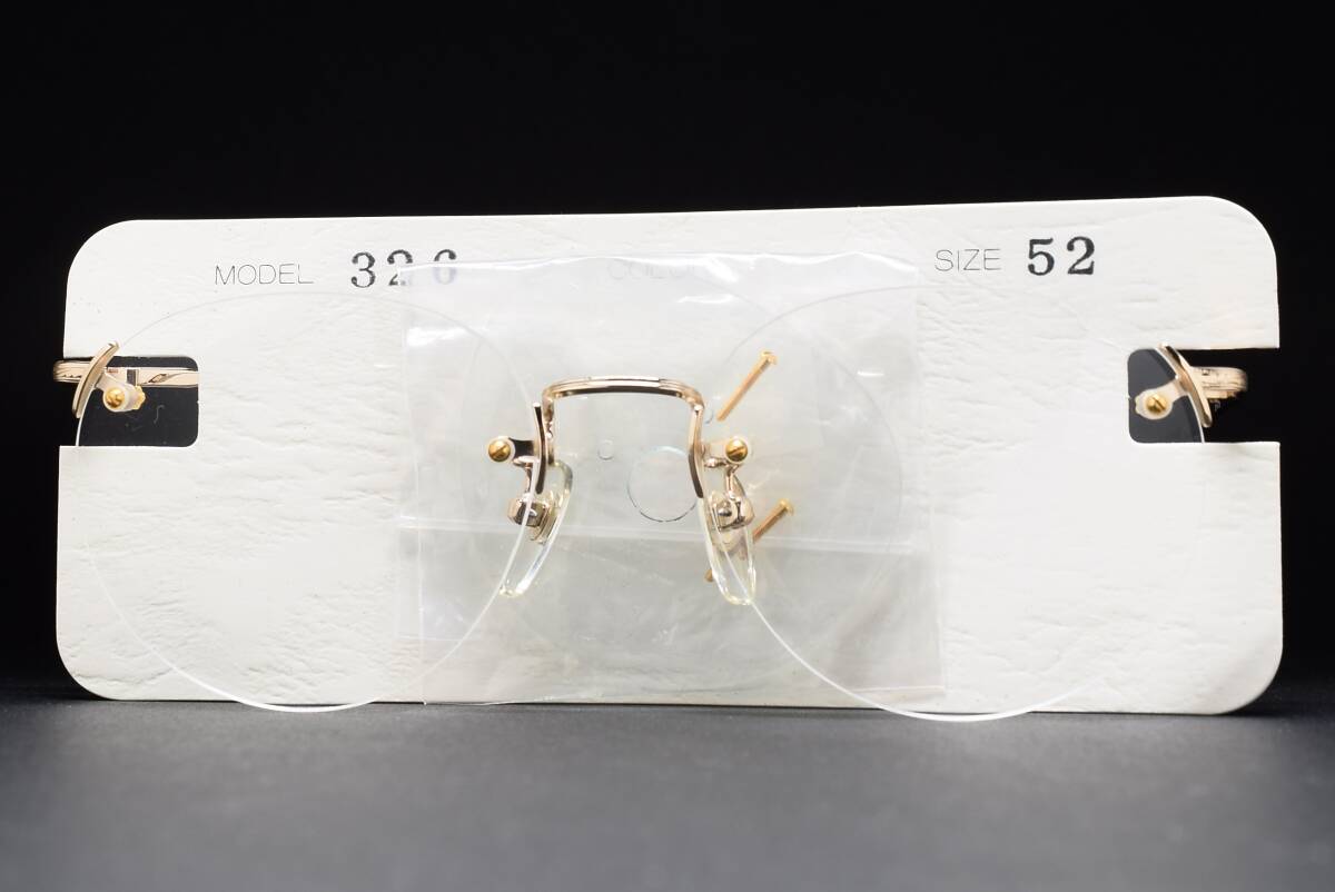 デッドストック Mod 326 50-21 Ful-vue ラウンド リムレス メガネ サングラス フレーム ヴィンテージ 彫金模様 ゴールド ふちなし_画像6