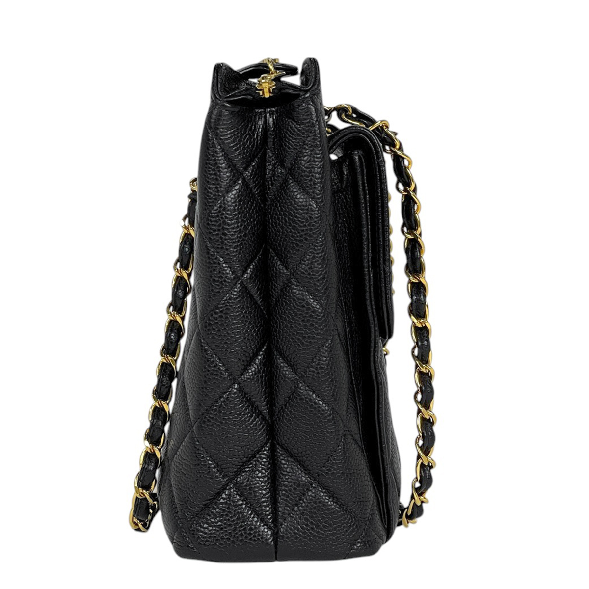 シャネル CHANEL ココマーク チェーン トートバッグ マトラッセ ショルダーバッグ ロゴ キャビアスキン ブラック レディース 【中古】