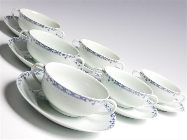 k742 レイノー リモージュ フラワーブーケ ダブルハンドル カップ＆ソーサー 6客