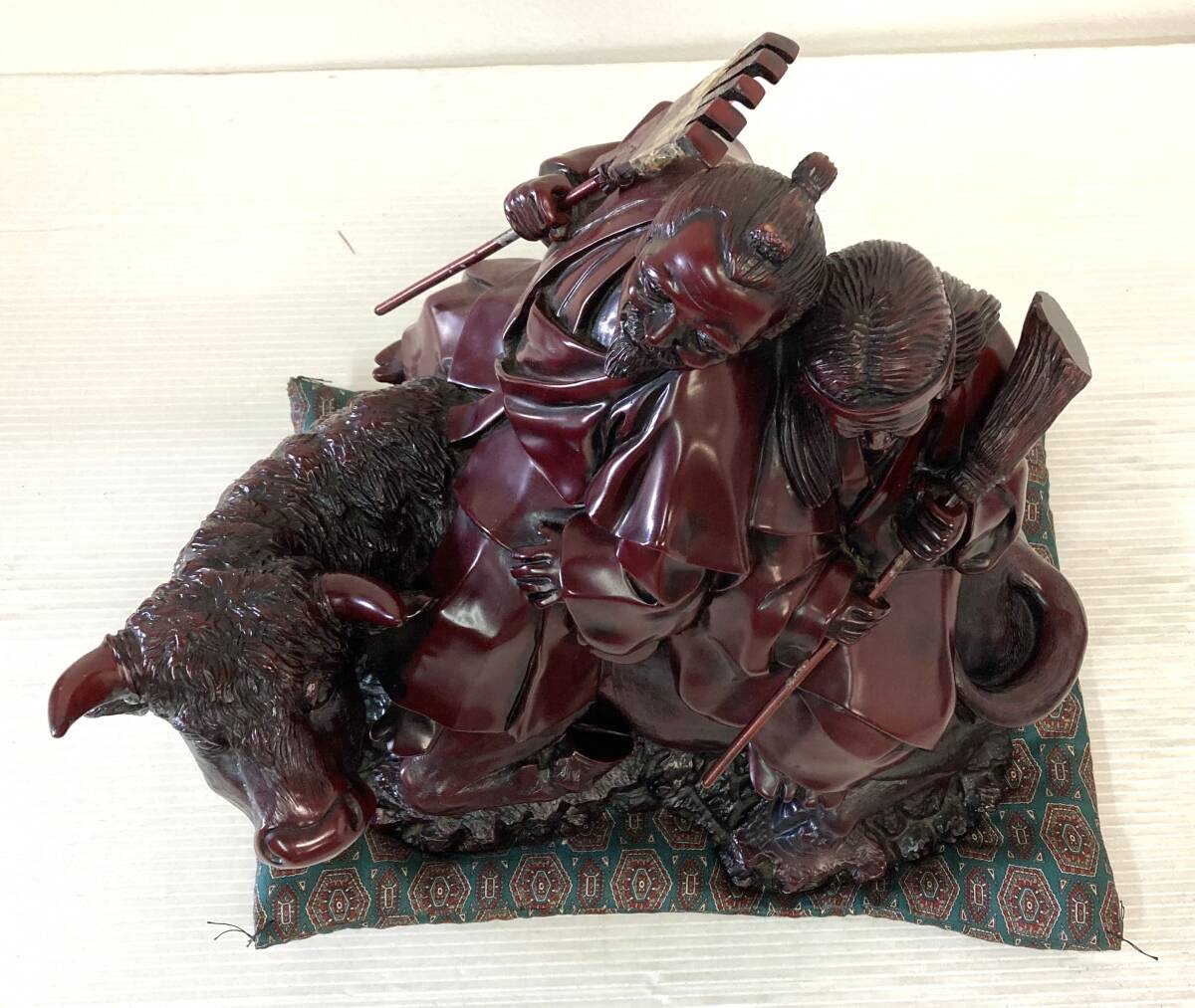 高砂人形 置物 金属製 翁 媼 牛 長寿縁起物 伝統工芸 工芸品 重