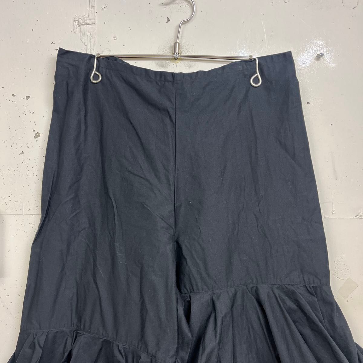 old honey オールドハニー フリル ワイドパンツ ウエストゴム イージー リボンベルト 日本製 黒 ブラック O/S