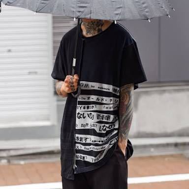 ヨウジヤマモトプールオム Yohji Yamamoto POUR HOMME 18SS 着る服ないの メッセージ 再構築切替 半袖Tシャツ 黒  HW-T31-078 ブラック