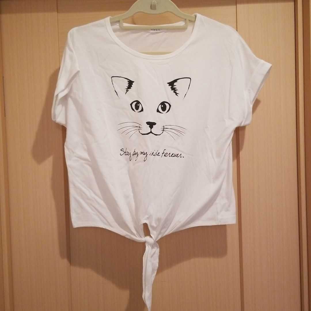 ハニーズ ドルマン Tシャツ 猫 S 白