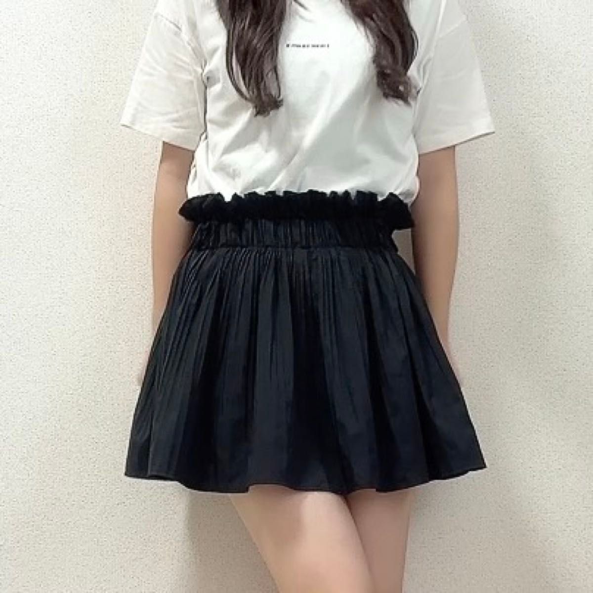 インパン付き細プリーツミニスカート