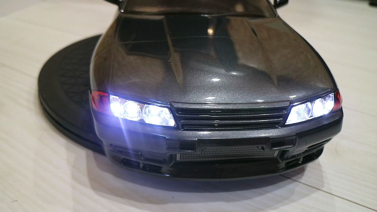 タミヤ R32 スカイライン スペアボディ 塗装済 ガンメタ ハザード点滅 TT-02 ラジコン 【51365_2C_LED】