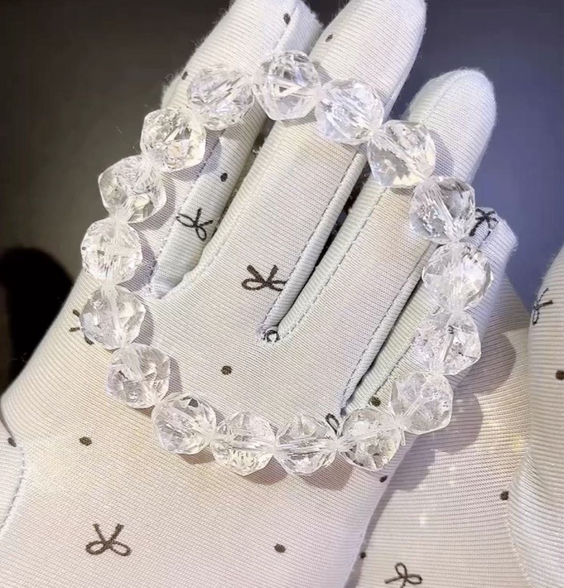 【144】天然石 水晶 多面カット ブレスレット約11㎜ 内径約16㎝ パワーストーン