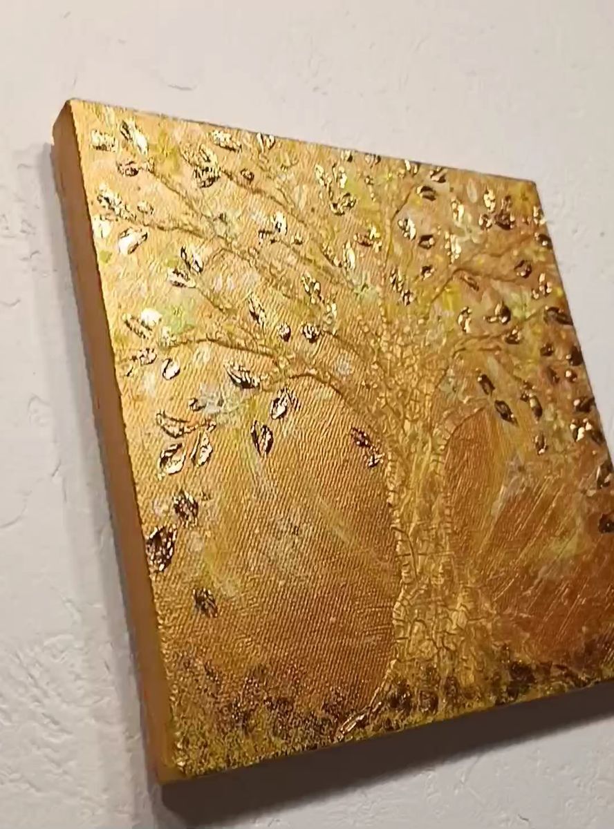 風水開運絵画◇金箔光 金のなる木〜六芒星〜招財樹 黄金樹 ウェルカムゴールド 金運財運 貯蓄 パワーアート 1点物 原画 父の日