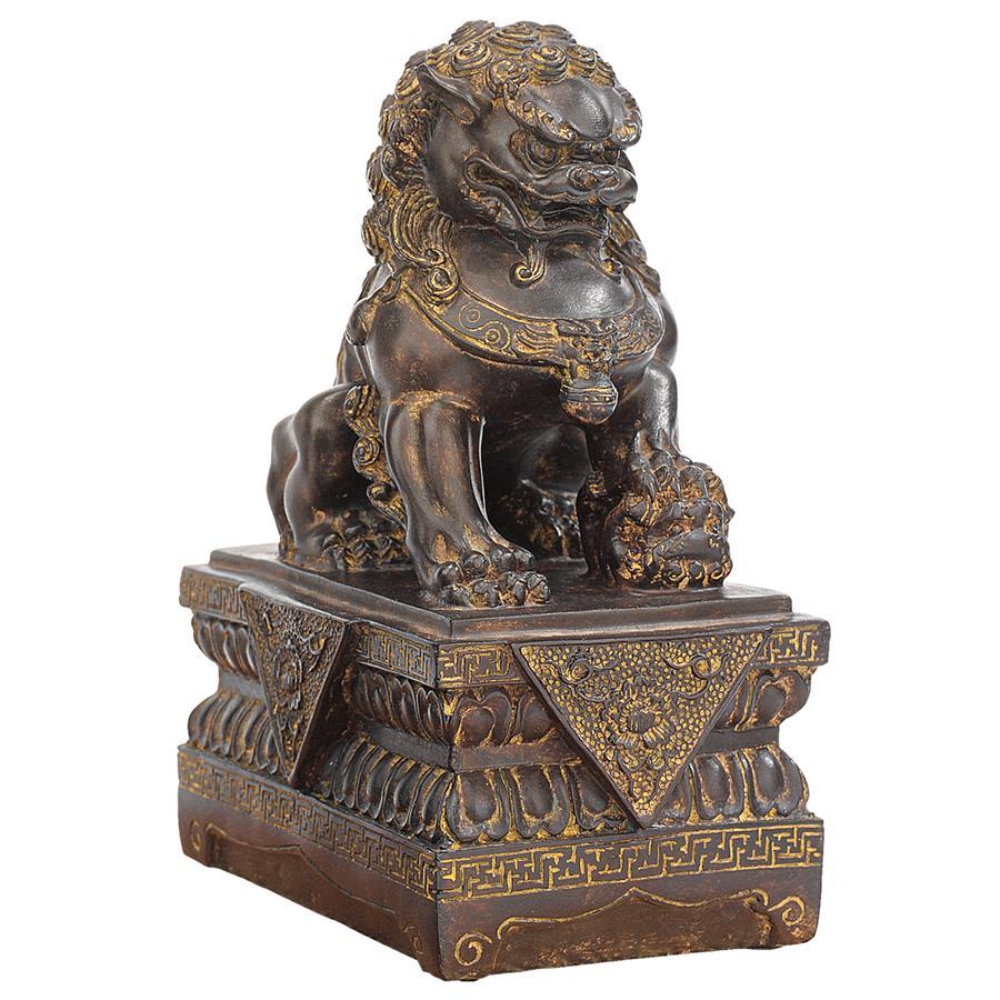 中国の狛犬（雌）　フー犬 (フードッグ) 像ライオン獅子像風水シーサー東洋彫刻インテリア置物中華風アジアオブジェ装飾品ホームデコ