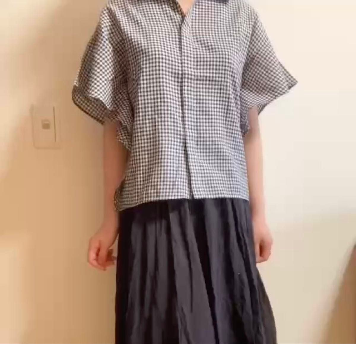 未使用 ギンガムチェックブラウス 体系カバー