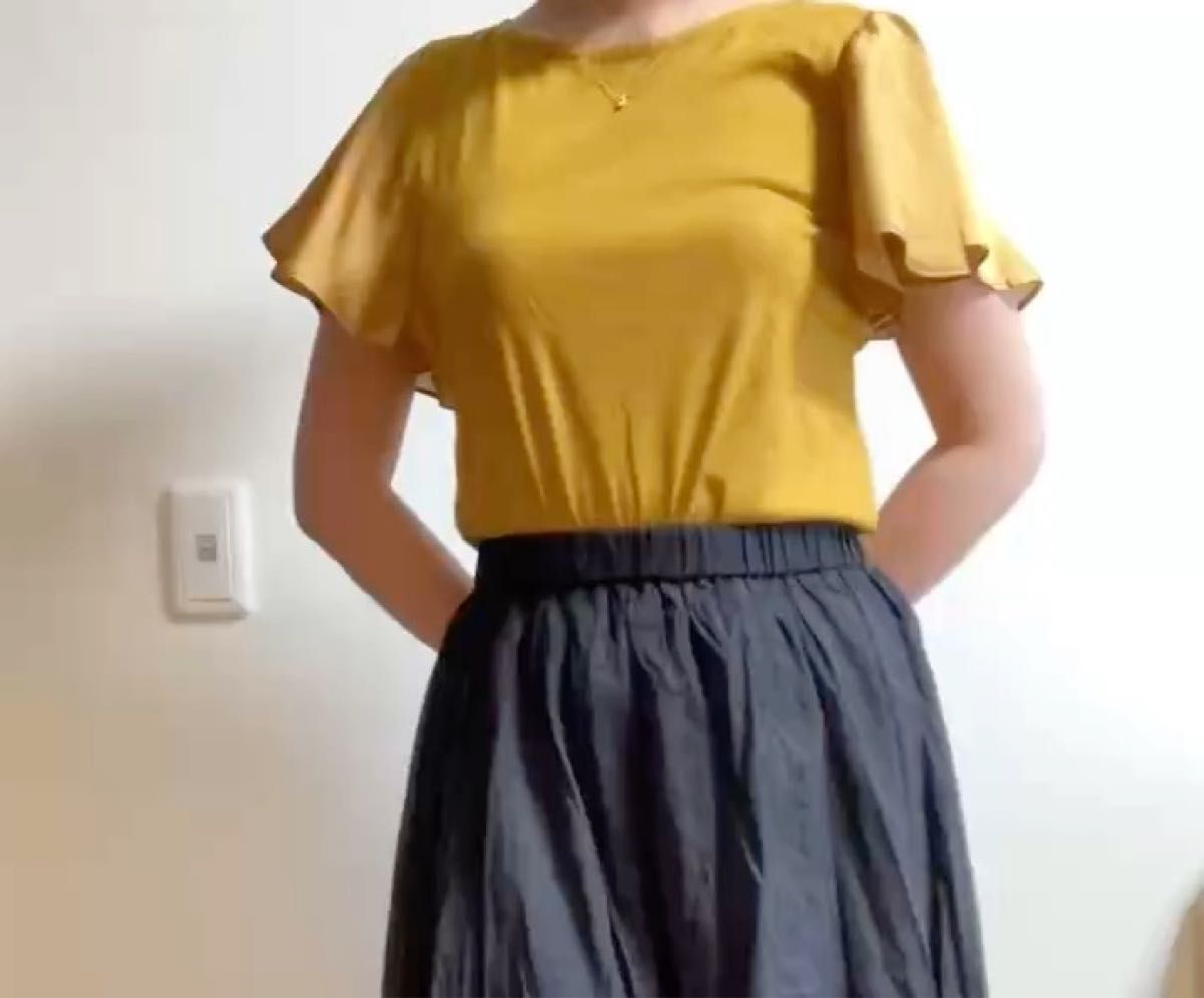 w closet トップス カットソー チュール半袖Tシャツ クルーネック