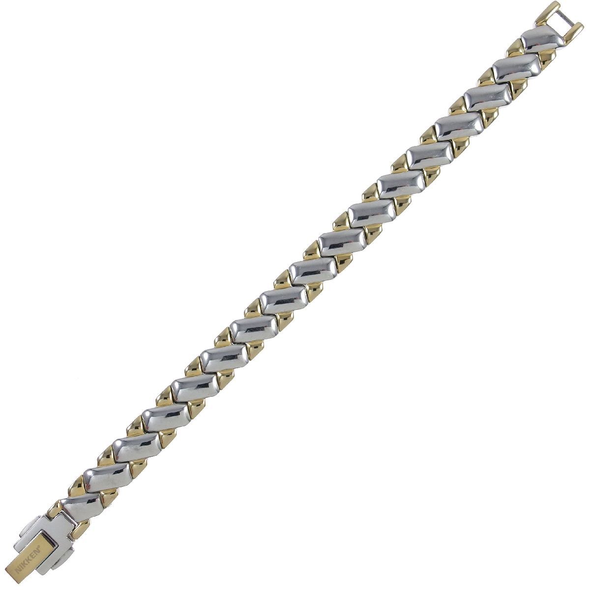 A5863 【NIKKEN】 定価156ドル TRIPHASE ブレスレット 磁気 マイナスイオン 遠赤外線 チタン サージカルステンレス