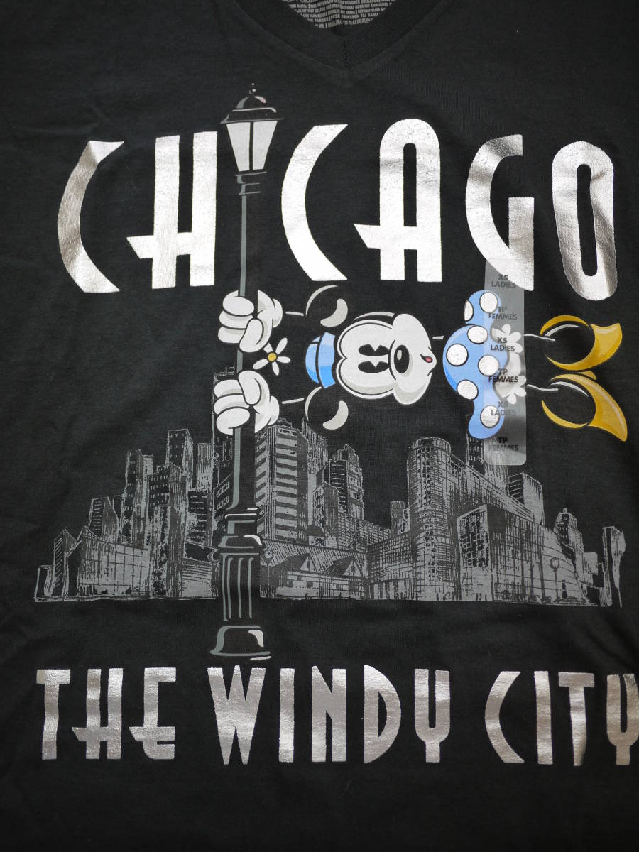 Sale/CHICAGO/ Чикаго   ограничение /.../...☆Disney Store/ mini ... мышь  ☆ V гриф  футболка с коротким руковом   женский XS размер  