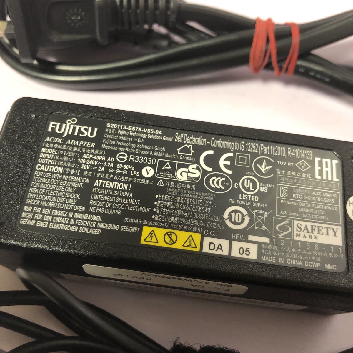  Fujitsu AC adaptor ADP-40PH AD 20V 2A used operation goods /SHA324