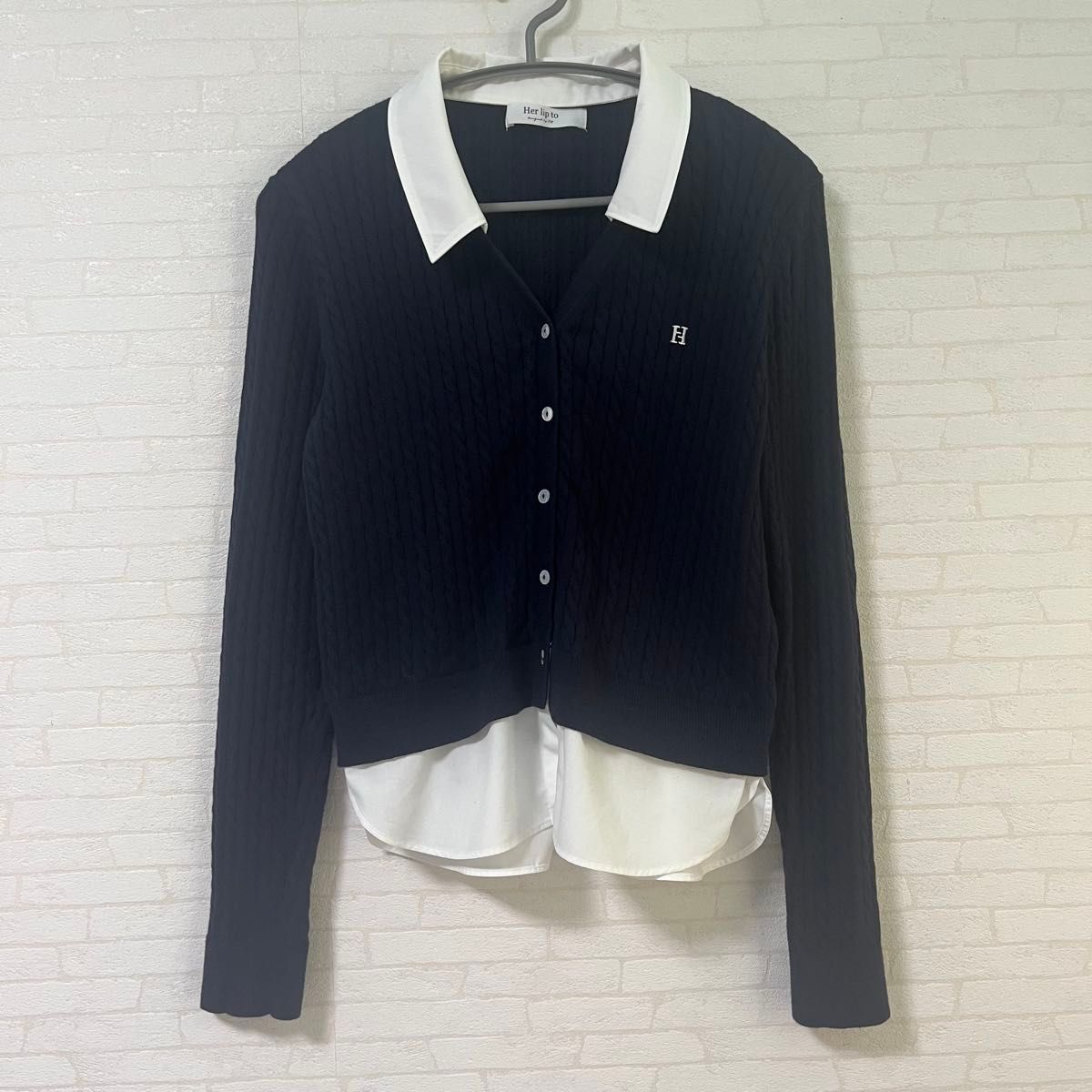 herlipto her lip to layered Cable Knit Cardigan カーディガン