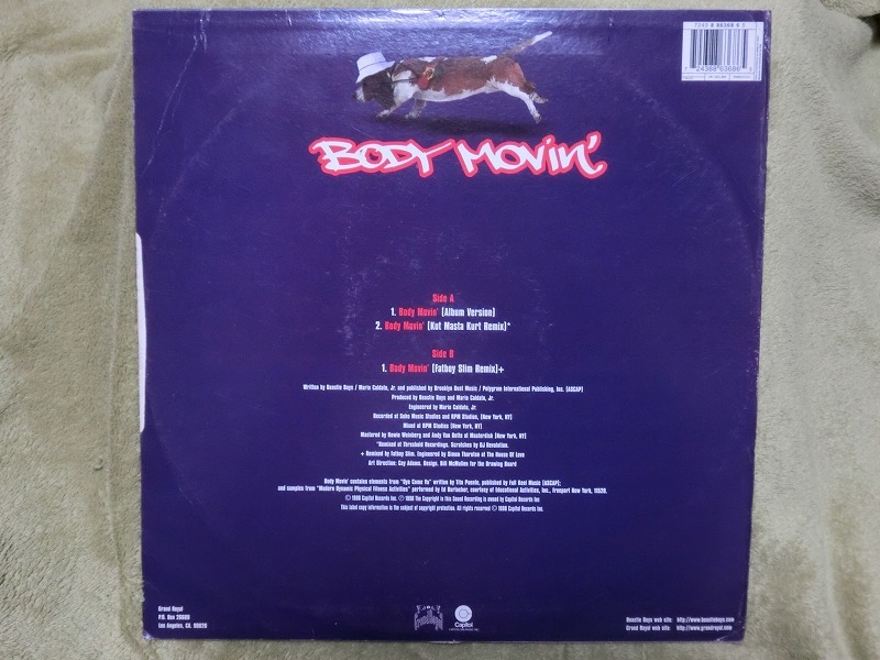 中古 12”LP レコード UKEU盤 12CL 809 / Beastie Boys ビースティーボイズ Body Movin'/ 1998年 _画像2