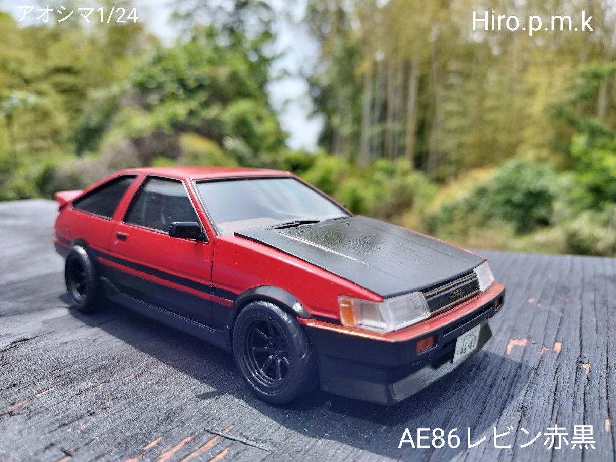 1/24 アオシマ 86 レビン 完成品 AE86 赤黒】完成品 アオシマ 1/24 カローラレビン 人気の3DR
