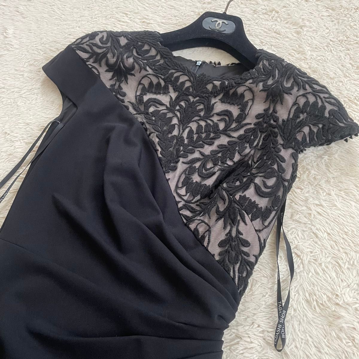 タダシショージ サイズ8 ウエストリボンラインワンピース 美品 定価9 2万 タダシショージ TADASHI SHOJI スズランレース
