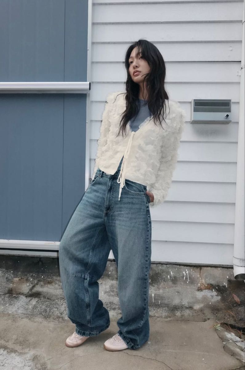 国内配送★ZARA★TRF バギーバルーン ミッドライズデニムパンツ ZARAミッドライズバギーバルーンデニムパンツ9号|Yahoo!フリマ