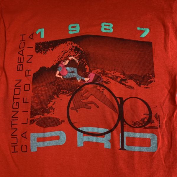 【レア】80s OCEAN PACIFIC オーシャンパシフィック 1987 OP ビンテージ Tシャツ レッド オリジナル USA オールドサーフ PRO サーフィン_画像7