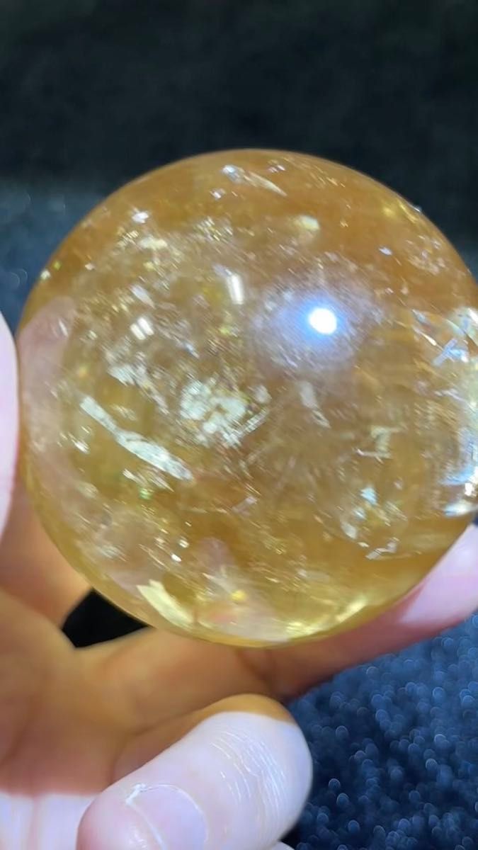 ゴールデンカルサイトスフィア ハニーカルサイトスフィア 6.1cm 爆虹 シラー ギラギラ 濃いめ とても綺麗 天然石