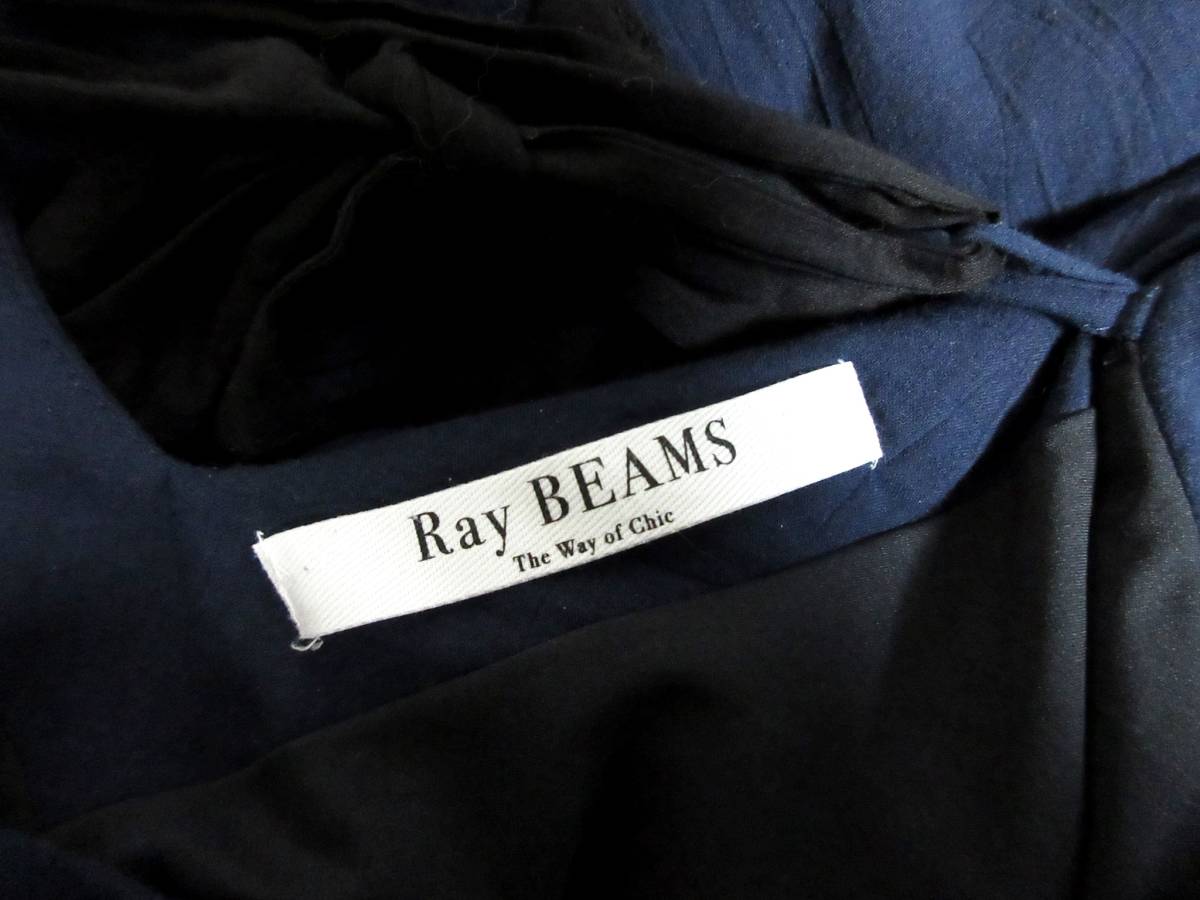 レイビームス Ray BEAMS リボン付き カットソー 紺 ネイビー 東8817_画像7