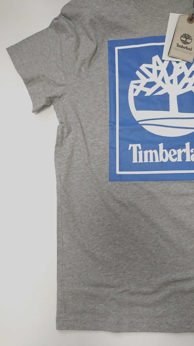 タグ付 Timberland メンズS ティンバーランド ツリーロゴ プリント 半袖Tシャツ 正規品 グレー オーガニックコットン 未使用 新品 送料無料