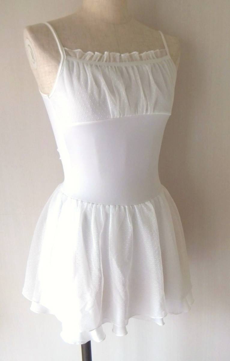 【ange アンジュ】バレエ エンジェルコレクション ドレス レオタード　Ｍ　152～162cm　ホワイト　白　￥10,200