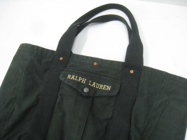 RALPH LAUREN Ralph Lauren DENIM&SUPPLY Denim & supply big canvas tote bag moss green × navy 