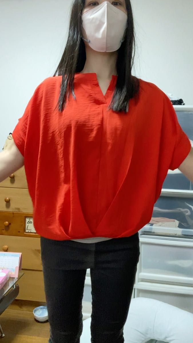 カットソー Tシャツ 半袖 無地 古着 赤 インニファー