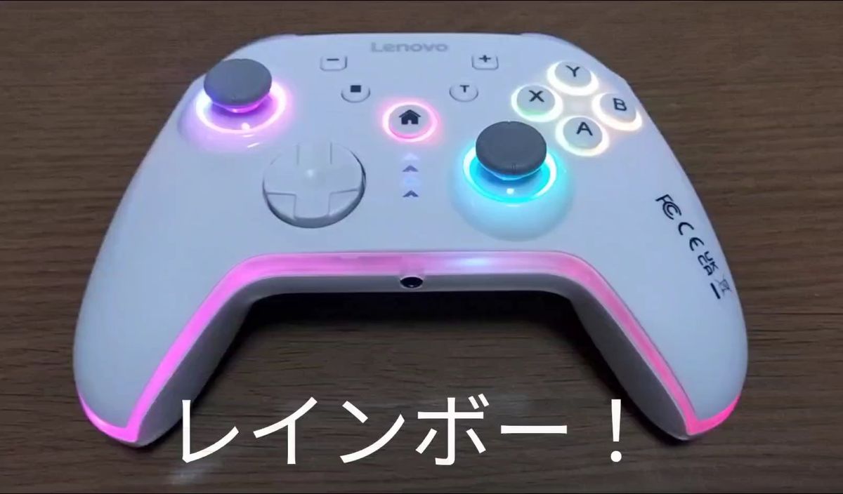 Lenovo ワイヤレス 無線 ゲームパッド ホワイト レインボー ほぼ未使用 Type-C充電 Bluetooth