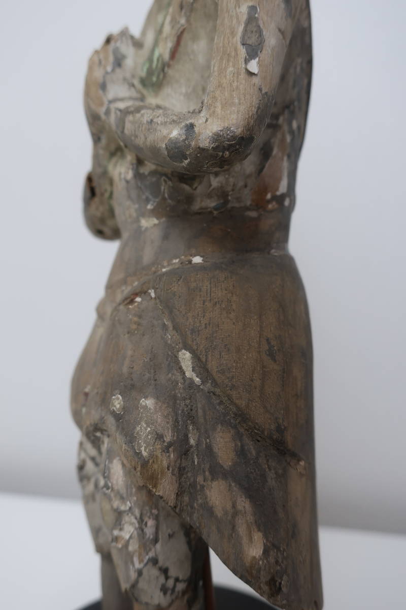 ◇信州発◇ 仏教美術 時代物 仏像 玉眼 木彫り 高さ19.5cm 収集家 放