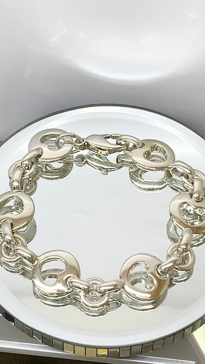 美品 ティファニー ■ ハート くり抜きデザイン ブレスレット シルバー レディース Tiffany&Co