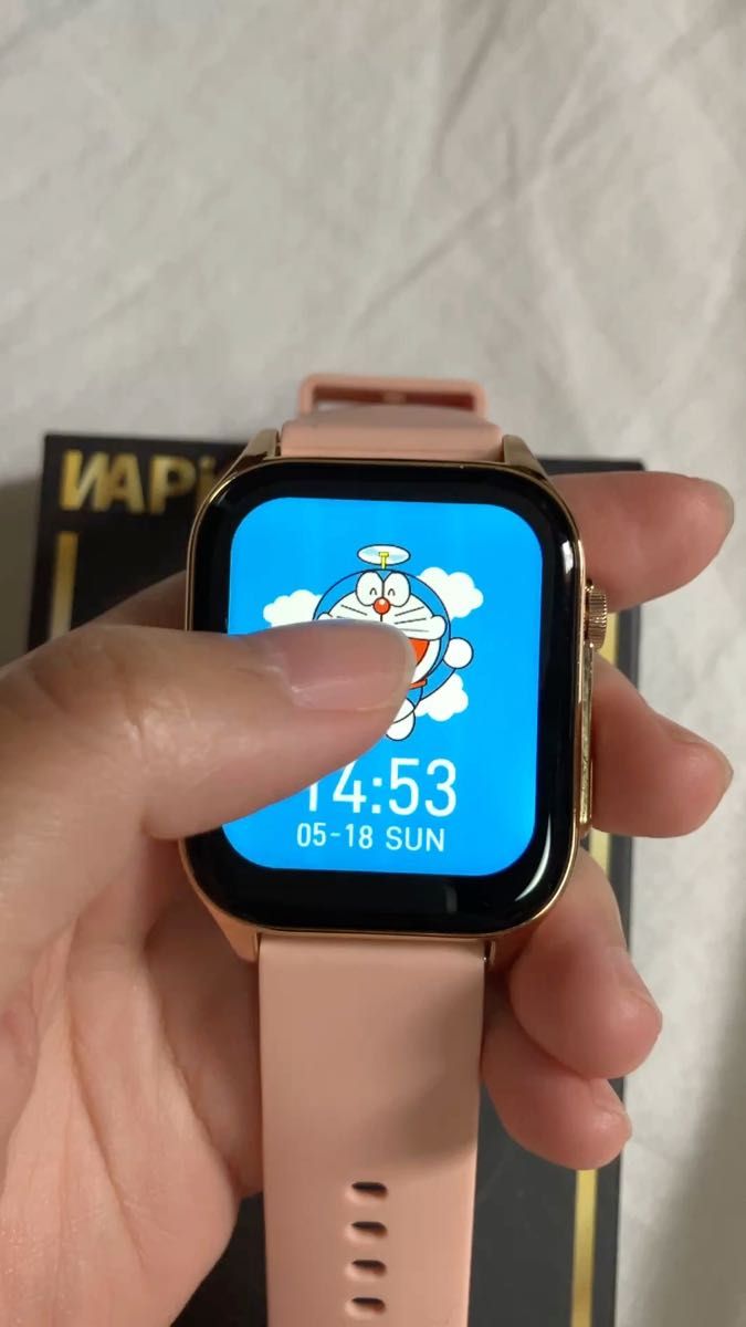 スマートウォッチ ピンク ローズゴールド ドラえもん スマホ連携 歩数計 天気予報 iPhone対応