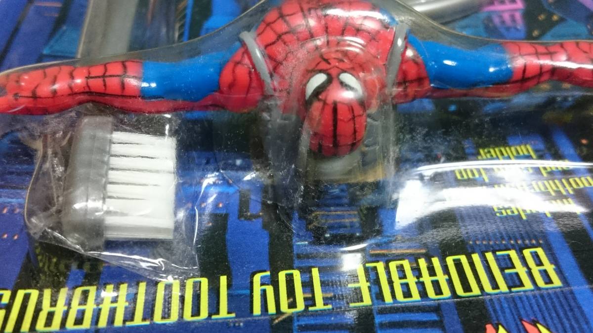 SPIDER-MAN Toothbrush ★ フィギュア歯ブラシ 96年_パッケージ内側の汚れ