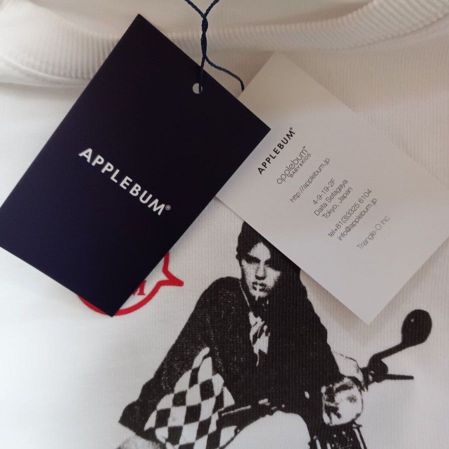 ファッションアイテム人気ランキング APPLEBUMアップルバム新品未使用バイカーTシャツ半袖ホワイト トップス