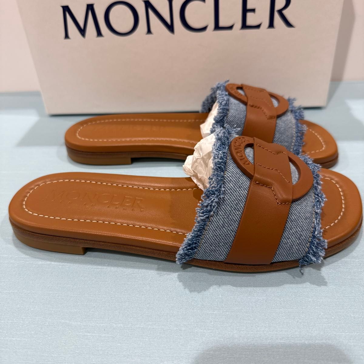 【送料&関税込】Moncler bell Slide Sandals 希少なモンクレール デニムサンダル 39/24 5Moncler Bell denim