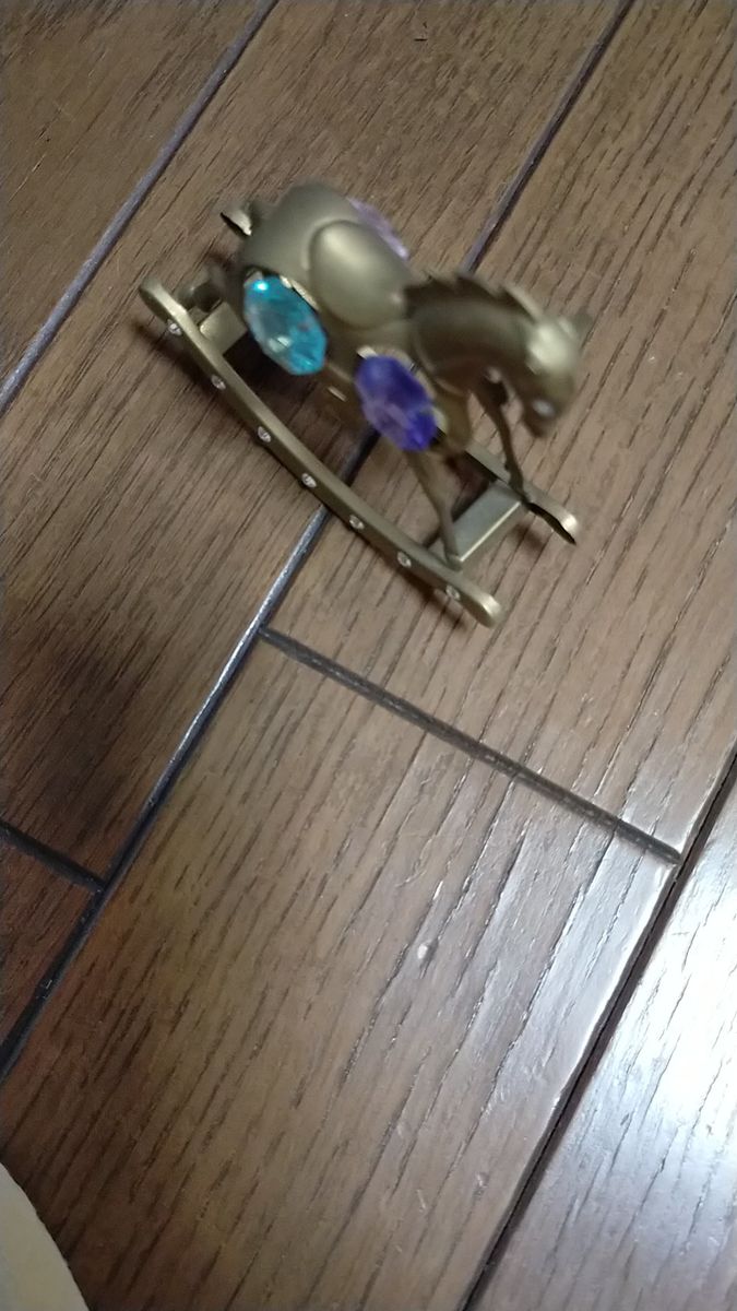 揺り木馬の置物 金属製 ラインストーン