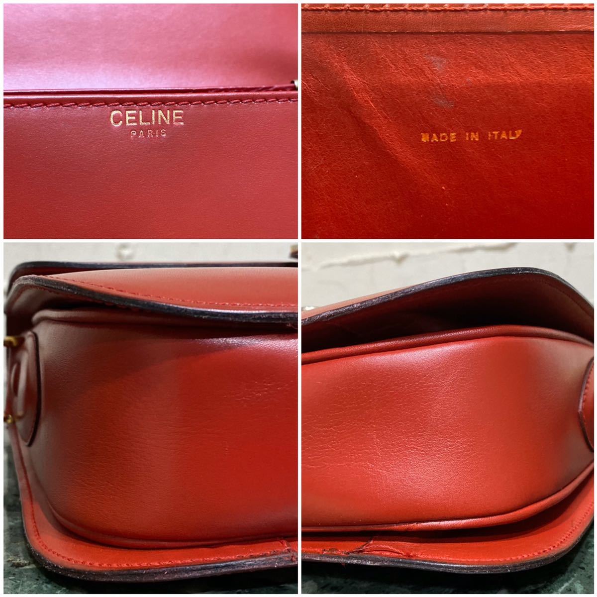 激レア 希少カラー VINTAGE OLD CELINE ホースキャリッジ ショルダーバッグ レッド 馬車金具 年代物 ヴィンテージバッグ 希少 斜め掛け_画像6